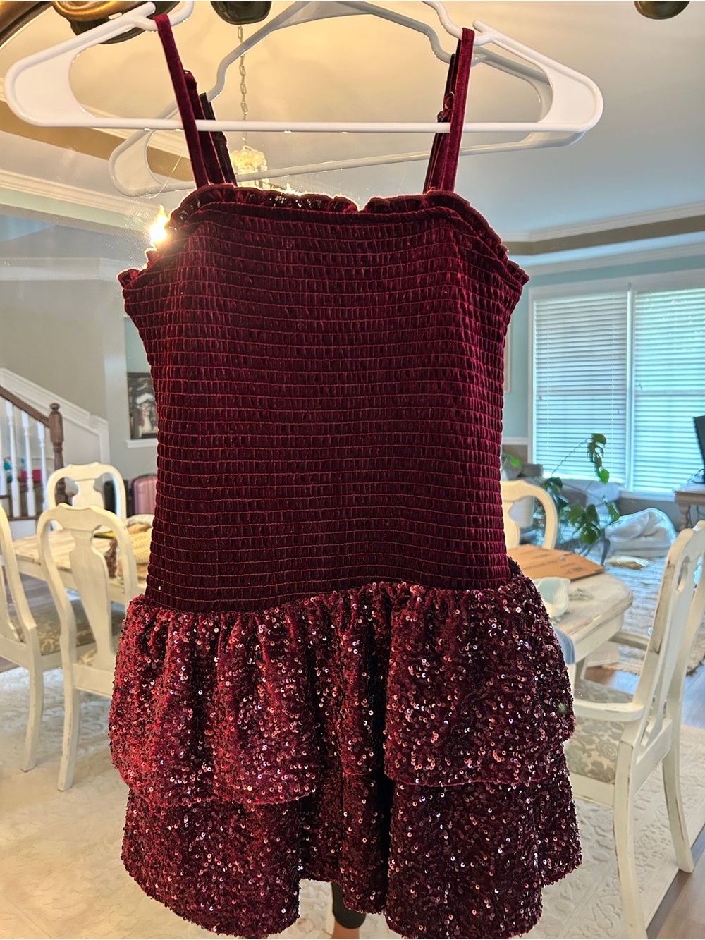 Art Class Girls Size 8 Burgundy Velvet Sequin Holiday Party Dress